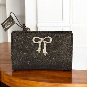 Victoria’s Secret Black Sparkle Rhinestone Bow Keychain Wallet/Card Case
